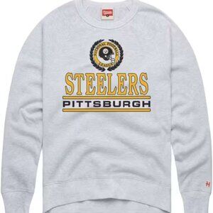 NWT Homage Pittsburgh Steelers Gray Collegiate Crest Long Sleeve Sweatshirt XL